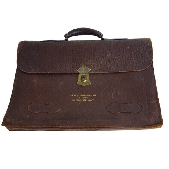 1950's Vietnam Aircraft Inspectors Kit Air Force US Army Leather Briefcase